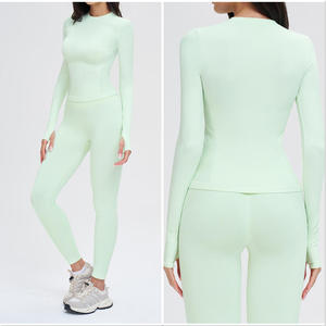 T-<span class=keywords><strong>shirt</strong></span> de <span class=keywords><strong>yoga</strong></span> à manches longues, sans couture, coupe ajustée, pour la course à pied, la salle de sport et le fitness, vêtements de sport pour femmes, t-<span class=keywords><strong>shirt</strong></span> compressif pour l'entraînement - Product Image 5