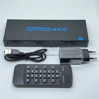 SYONG Matrice HDMI 4K 4x4 4 entrées 4 sorties Commutateur HDMI1.4 Boîte de séparation avec télécommande Prise en charge 4K 3D EDID pour ordinateur Moniteur CCTV