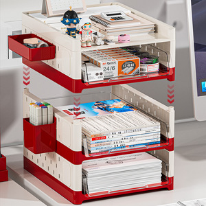 Multi Tier Desktop File <b>Drawer</b> <b>Storage</b> <b>Box</b> 4 Layers Rectangle Standing Type For Office Desk Organize Stationery And - Product Image 2