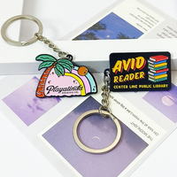 Porte-clés en métal brillant mignon avec logo personnalisé, animal de dessin animé, porte-clés en émail dur pour la décoration de sac