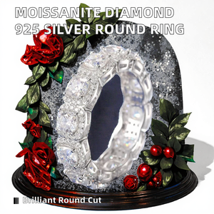 New Arrivals Blingdiam Jewelry R9065 Moissanite 925 Sterling Silver Iced Out Hip Hop Unisex Gemstone Rings Hoop Ring Round Cut - Product Image 2