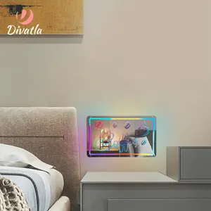 Divatla Neudefinierter Spiegel mit Led-Licht individuelles Neonlicht rechteckiger Spiegel personalisiertes Zeichen Neonspiegel