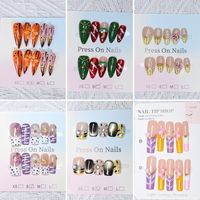 Faux ongles longs en amande à presser, les plus vendus, avec fleurs 3D en acrylique, couverture complète, vente en gros pour mariages et fiançailles