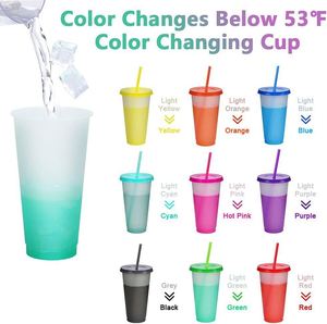 Vaso de Plástico de Pared Simple de 24 oz con Cambio de Color Activado por Frío y Sensor de Temperatura, el Más Vendido Transfronterizo, Color Sólido - Product Image 5