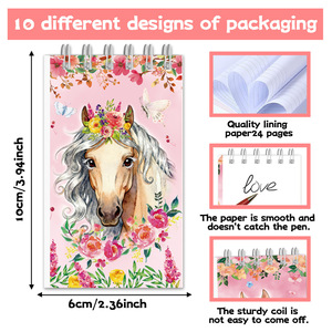 Horse Racing Notebook Spiral Mini <b>Notepad</b> Portable Animal Theme Pink Cover 70g Paper <b>Digital</b> Printing Promotional Notebooks - Product Image 4