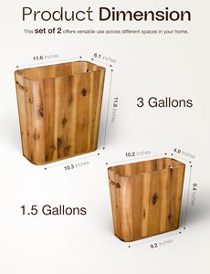 Wooden Waste Basket for Bedroom Small Wooden <strong>Trash</strong> <strong>Can</strong> for Bathroom Rustic Bathroom Decor Waste Paper Basket with Handle - Product Image 6