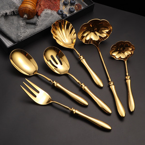 Ensemble de couverts en acier inoxydable 304 avec manche forgé en forme de gourde, couteau, fourchette, cuillère, couteau à steak, fourchette à dessert, cuillère à dessert pour restaurant - Product Image 4
