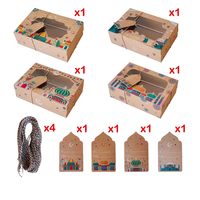 Lot de 4 boîtes en papier kraft avec fenêtre transparente, en matériaux recyclés, pour snacks, chocolats, bonbons, biscuits, cadeaux, emballages pour l'Aïd