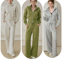 Ensemble de pantalons de survêtement et sweat à capuche court de haute qualité pour femmes, 2 pièces, tenue décontractée pour dames