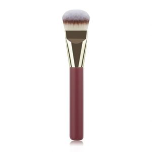 Half <b>Round</b> Wine Red Synthetic Hair Custom Logo Luxury Single Private Label Concealer <b>Brush</b> with Wood Handle for Cheek Use - Product Image 3