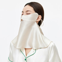 Masker Pelindung Mata Sutra Murbei Wanita, Tahan UV, Bernapas, Model Persegi, Desain Setengah Jilbab, Penutup Wajah