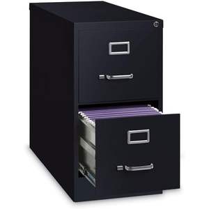 Tiroirs à dossiers verticaux économiques Alera, deux tiroirs, format lettre, 15 x 26,5 x 28,37, en métal noir - Product Image 2