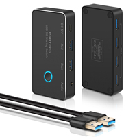 Conmutador KVM USB RSHTECH, Selector de 4 Puertos USB 3.0, Conmutador para Impresora, 2 PC Compartiendo 5 Dispositivos, Conmutador de Video USB para Teclado y Ratón