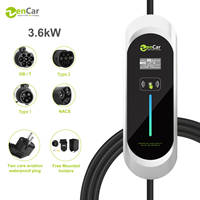 Chargeur de véhicule électrique portable Zencar Type B 16A 3,6 kW Type 2 Type 1 Chargeur de véhicule électrique IP66 GBT NACS Station de recharge à domicile