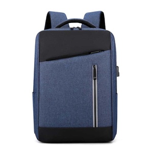 Sac à dos Oxford minimaliste de luxe, design à panneaux bleus, fermeture éclair, unisexe, usage quotidien, résistant à l'eau, poignée souple, portable - Product Image 1