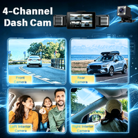 Caméra embarquée 3 pouces pour voitures, 4 canaux, boîte noire, WiFi, caméra de conduite 1080P, vision nocturne, enregistrement en boucle, garantie 1 an