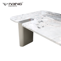 Table basse rectangulaire moderne et durable au prix d'usine avec plateau en marbre naturel et pieds en acier pour le salon