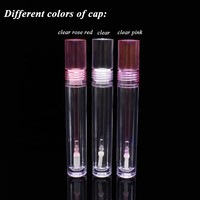 Emballages de luxe en plastique de haute qualité pour rouges à lèvres, tubes ronds transparents de 5,5 ml pour gloss à lèvres avec bouchon à vis et pinceau coloré