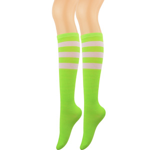 6 paires de chaussettes néon mi-hautes 100% coton tricotées extensibles pour femmes et hommes, pour le <span class=keywords><strong>roller</strong></span>, le football, le softball et les sports d'équipe - Product Image 4