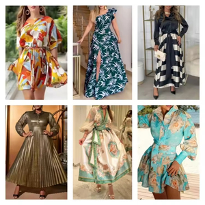 Vestidos de Primavera 2026 con Mangas Farol y Cuello en V, con Cinturón, Estilo Plisado, Estilo Aleatorio - Product Image 2