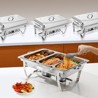 Nouveau Réchaud de Buffet de Luxe en Acier Inoxydable 12L à Trois Compartiments pour Usage Hôtelier