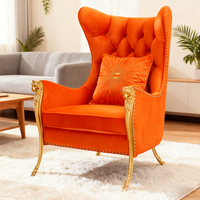 Fauteuil de salon moderne et populaire avec structure métallique et revêtement en velours - Design de luxe pour appartement et hôtel