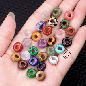 Perles rondes à grand trou en gros 5x10mm, agate de cristal naturel, matériaux pour accessoires de colliers et bracelets DIY - Product Image 1
