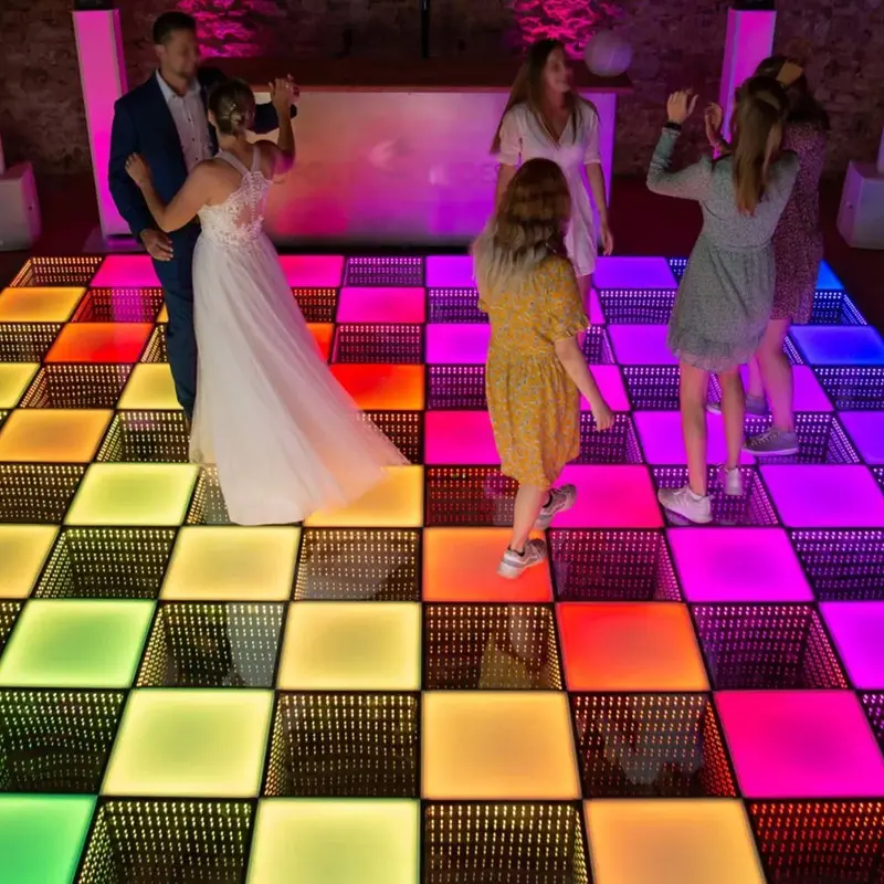 Hot Sale interactive full color digital magnetic dancing floor portable glass white led dance floor panels wedding party event