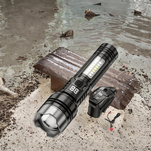 2025 torche extérieure Rechargeable haute endurance forte lumière LED affichage numérique <span class=keywords><strong>Zoom</strong></span> ABS étanche rouge bleu <span class=keywords><strong>Flash</strong></span> transfrontalier - Product Image 3