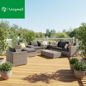 Ensemble <span class=keywords><strong>de</strong></span> meubles d'extérieur modernes en rotin en forme <span class=keywords><strong>de</strong></span> L pour hôtel et parc, fabriqué à Foshan, à prix avantageux - Product Image 1