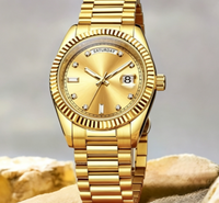 Montre automatique mécanique de luxe pour homme, style plongée, réserve de marche, verre saphir, or