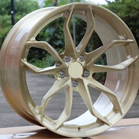 Ruedas de Aleación de Aluminio de Diseño de 5 Estrellas en Dos Tonos, Dorado y Plateado, Hechas a Medida con Artesanía de Forja, para Tuning de Automóviles de Pasajeros, Nuevas y Universales