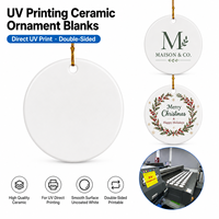 Ornement en céramique personnalisé avec impression UV de haute qualité, pendentif ovale/rond vierge pour la décoration des fêtes