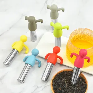Silicone Creative Humanoid Tea Infuser Strainer Ball Stainless Steel Extra Fine Mesh Tea Steeper Filter For Loose Leaf Tea