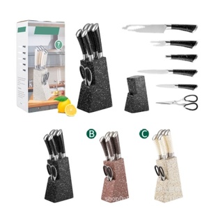 Ensemble de couteaux de chef professionnels 7 pièces avec bloc, lames en acier inoxydable à haute teneur en carbone, poignées en bois ambidextres, couteaux écologiques ultra-résistants - Product Image 3