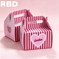 Boîte cadeau rose personnalisée en papier alimentaire avec protection UV, matériaux recyclés, boîtes rigides pour collations, gâteaux, avec poignée