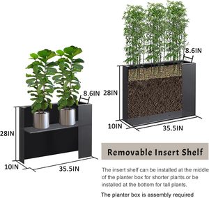 Jardinières modernes en fonte <span class=keywords><strong>pour</strong></span> l'extérieur, 35,5 x 10 x 28 pouces, noires, rectangulaires, <span class=keywords><strong>pour</strong></span> porche, pots à fleurs <span class=keywords><strong>pour</strong></span> hôtel - Product Image 4