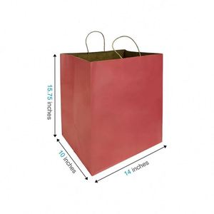 ถุงกระดาษสีน้ำตาลเบอร์กันดีพร้อมหูหิ้วแบบบิด ขนาด 14x10x15.75 นิ้ว - Product Image 1