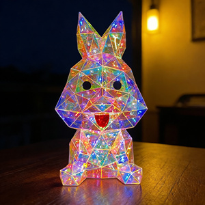 <span class=keywords><strong>Conejito</strong></span> de Pascua 3D Iridiscente Prismático con 100 Luces LED RGB Holográficas, Escultura de PET Hecha a Mano con Alimentación USB, Tamaño Personalizable, Decoración - Product Image 1