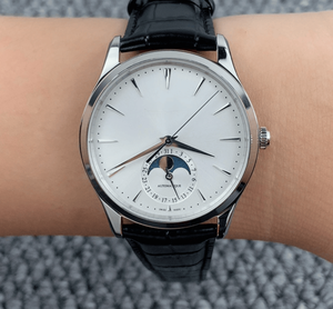 Men's <b>Automatic</b> Mechanical Dress Watch with Moon Phase Calendar Leather Strap Polished Stainless Steel Case for Formal and Daily - Product Image 5