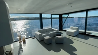 Maison flottante de luxe en aluminium avec chauffe-eau à gaz hors-bord, certificat ISO, chauffage au sol, capacité de 16 personnes, bateau-maison familial
