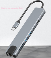 Adaptador Hub USB 3.1 C Multifuncional 8 en 1 de Aleación de Aluminio, Base de Transferencia de Datos, Expansión para Laptop MacBook Pro, Compatible con Tarjetas SD