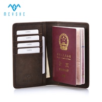 Porte-cartes de visite et passeport en cuir PU Crazy Horse marron de style vintage personnalisé avec blocage RFID pour usage professionnel