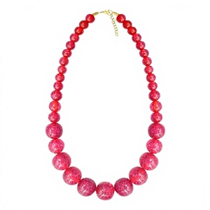 Collier classique en résine rose pailletée, design fantaisie mignon, fermoir plaqué or de qualité supérieure, bijoux de fête, mariage pour femme - Product Image 1
