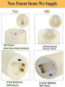 Pilier de cire véritable sans flamme à piles 3d Wick Led <span class=keywords><strong>fausse</strong></span> <span class=keywords><strong>bougie</strong></span> lumière blanche chaude <span class=keywords><strong>avec</strong></span> télécommande à 10 touches pour la décoration intérieure - Product Image 3