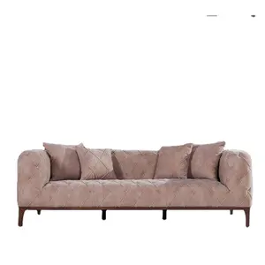 Sofá de ocio de tela de color europeo personalizado de alta calidad Muebles de madera maciza Sofá Chesterfield