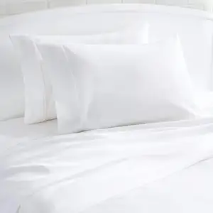 Fundas de almohada de algodón 100% blanco, venta al por mayor, 200tc
