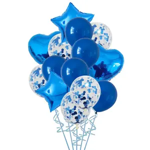 JYAO 14 buah Set balon Confetti Helium logam untuk dekorasi pesta ulang tahun pernikahan
