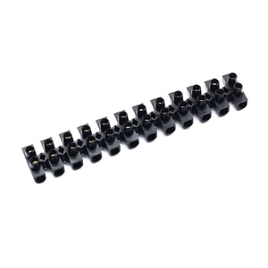 Bloc de bornes traversant noir à 12 positions, en nylon ignifuge, haute capacité de charge 15A AC380V, interface standard - Product Image 1