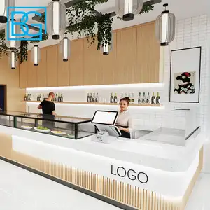 Counter Supplier Custom Commercial Coffee Counter Cafe Seating Coffee Shop Decoration For Coffee Store